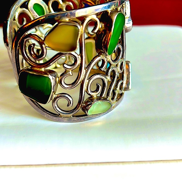 AuthenticCharles AlbertSterlingSilverCuffmulticolorSeaGlassContemporaryStunnig🔥 - Picture 4 of 12